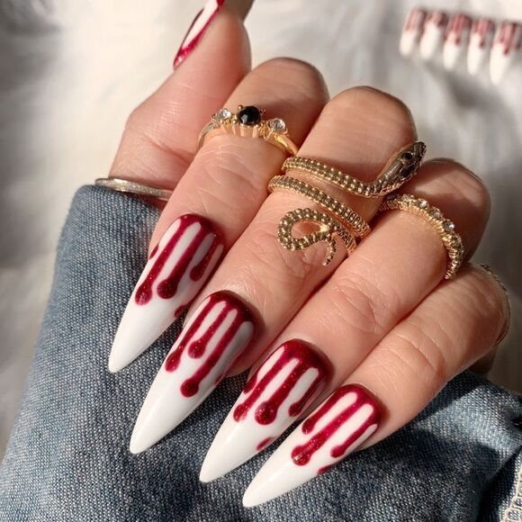 Hello Halloween 🩸Custom Press On Nails | High Quality Nails | Handmade - Picture 1 of 12